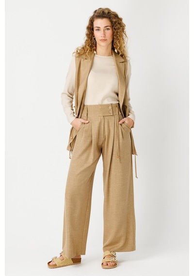 Esswaap Yelek Bluz Pantolon Takım Camel-camel Camel