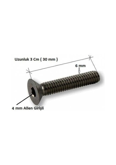 Havşa Başlı Imbus Civata 6Mx30 MM 10 Adet