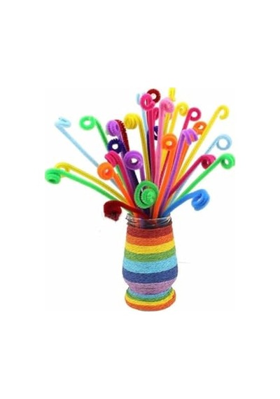 Hobialem Renkli Şönil, 60 Adet, Tüylü Tel, 30 Cm, Eğitici Şönil Seti, Peluş Tel