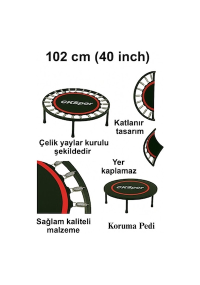 102 Cm 40 Inç Trambolin Metal Yay Mavi Deluxe Trampolin