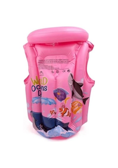 Pembe Desenli 3-7 Yaş Havuz Ve Deniz Can Yeleği Yüzme Öğrenme Pembe