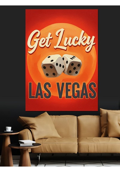 Las Vegas Zar Afişi " İyi Şanslar" Sloganlı Dekoratif Kanvas - Mdf Ahşap Tablo