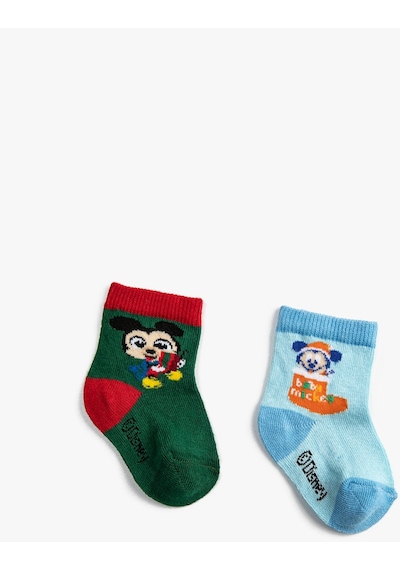Koton 2'li Mickey Mouse Baskılı Çorap Lisanslı Multıcolor 3wmb80014aa 3WMB80014AAMIX Mavi