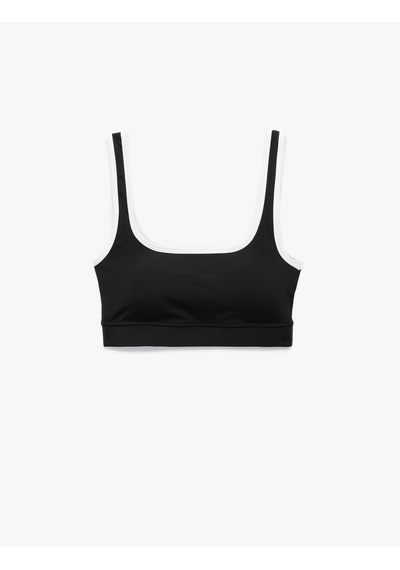 Koton Kare Yaka Slim Fit Askılı Sporcu Sütyeni Siyah 6wak30045nk Siyah