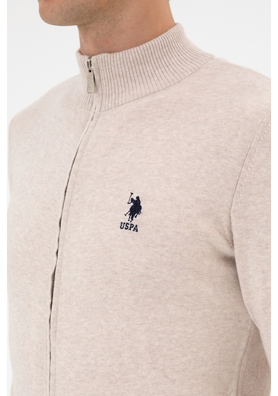 U.S. Polo Assn. Erkek Slim Fit Taş Melanj Triko Hırka 50313684-VR225