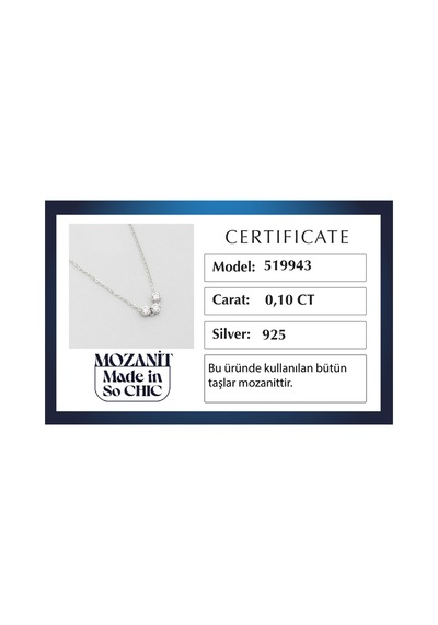 Mozanit Yolculuğu 18 Ayar Beyaz Altın Kaplama 46 Cm Gümüş Kolye Gümüş - Rodyum