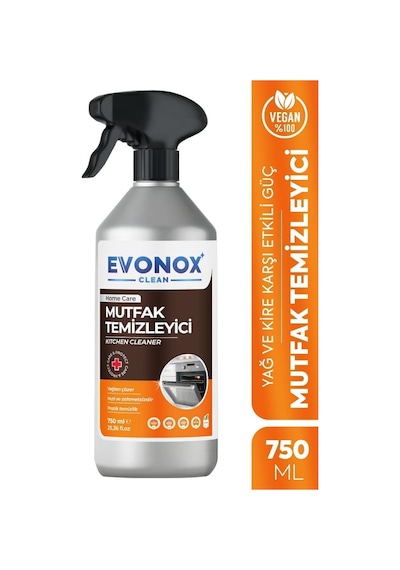 Evonox Clean Ultra Güçlü Mutfak Yüzey Temizleyici Ve Yağ Sökücü Limon Kokulu Sprey 750 Ml Tekli
