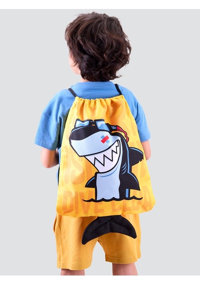 Denokids Shark Erkek Çocuk Sarı Sırt-plaj Çantası Çok Renkli