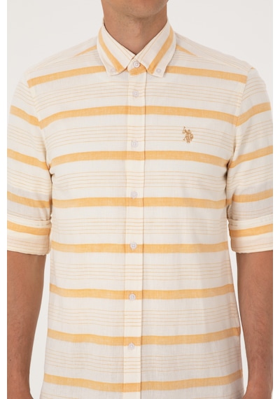 U.s. Polo Assn. Erkek Hardal Gömlek Desenli 50300198-vr072 Hardal