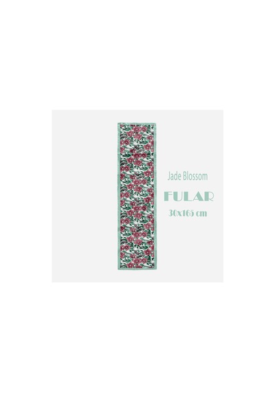 Jade Blossom Desen Şık & Zarif Kadın Aksesuarı Saten Fular 30x165cm Çok Renkli