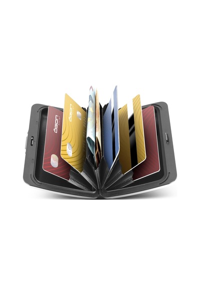 Ögon Designs Smart Case V2 Alüminyum Cüzdan - Kırmızı Çiçek Desenli, Rfıd Korumalı Kartlık