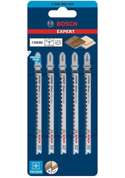 Bosch Expert Wood 2-Side Clean T 308 Bo Dekupaj Testere Bıçağı 5 Parça - 2608900555