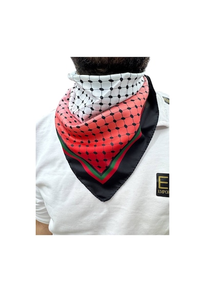 Aldaıyr Adetfilistin Temalı Fular 50x50 Unisex Günlük Kullanıma Uygun Puşi Şal Kefiye Filistin Çok Renkli 0