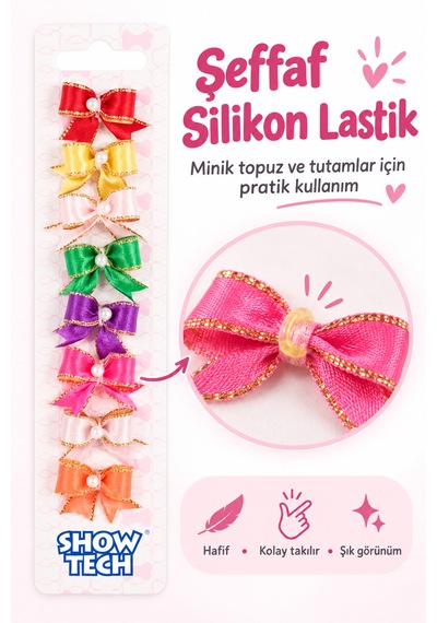 Show Tech Cutie Pearl İncili Lastikli Kedi Köpek Tokası 8 Adetli Paket