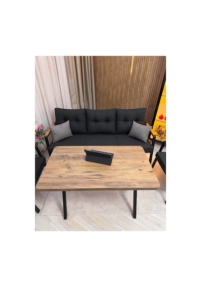 Houseart Dora 3 -1 - 1 + Masa + 2 Adet Puf , Balkon, Bahçe, Teras, Cafe - Salon - Metal Kanepe Koltuk Takımı , Çay Seti Antrasit Houseart Dora 3 -1 - 1 + Masa + 2 Adet Puf , Balkon, Bahçe, Teras, Cafe - Salon - Metal Kanepe Koltuk Takımı , Çay Seti Antrasit