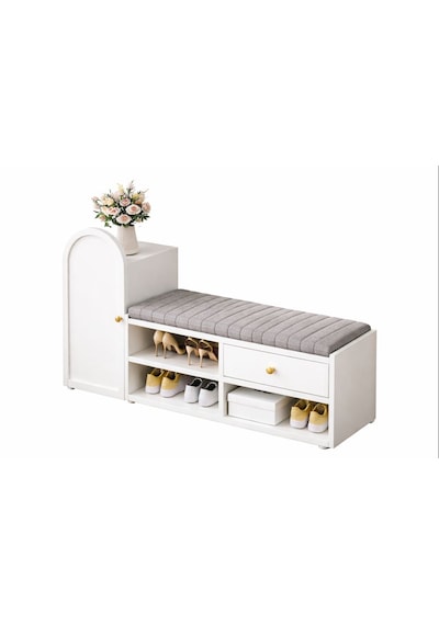 Kidy Woody Modern Oturaklı Puflu Ayakkabılık Beyaz Çok Amaçlı Antre Dolabı 120x40x70 Cm - Mdf Kapaklı Kidy Woody Modern Oturaklı Puflu Ayakkabılık Beyaz Çok Amaçlı Antre Dolabı 120x40x70 Cm - Mdf Kapaklı