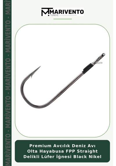 Premium Avcılık Deniz Avı Olta Hayabusa Fpp Straight Delikli Lüfer İğnesi Black Nikel 1-0