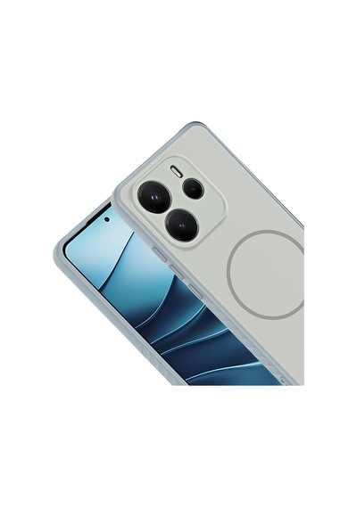 Maks Technology Redmi Note 14 4g Kılıf M-safe Şarj Özellikli Mkst Tea Kapak - Gümüş