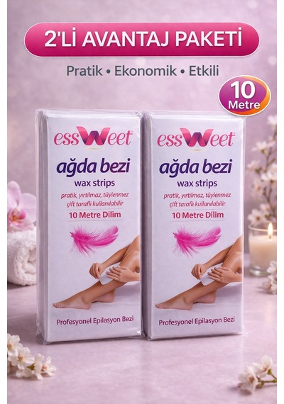 Essweet Ağda Bezi 10 Metre Dilim Profesyonel Epilasyon Bezi Çift Taraflı Kullanım Yırtılmaz Dayanıklı Ağda Bandı 2 Li Paket
