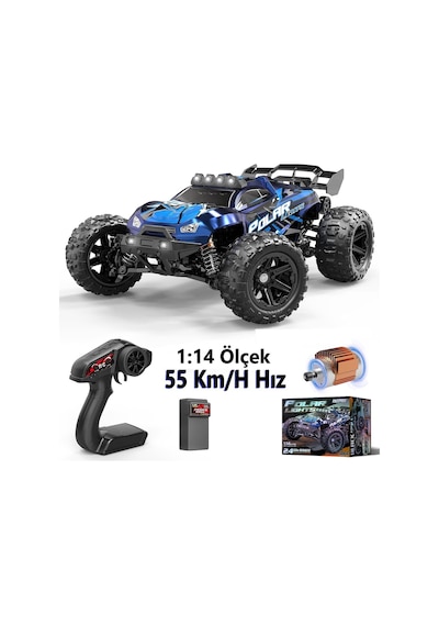 55 Km/h Hız Yapan Süspansiyonlu Profesyonel Kumandalı Arazi Aracı Rock Crawler Servo Motor 1:14