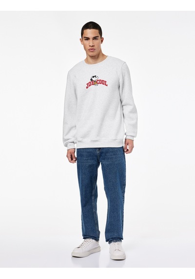 Koton Uzun Kollu Şardonlu Bisiklet Yaka Lisanslı Snoopy Baskılı Sweatshirt Gri 6wam70139mk Gri