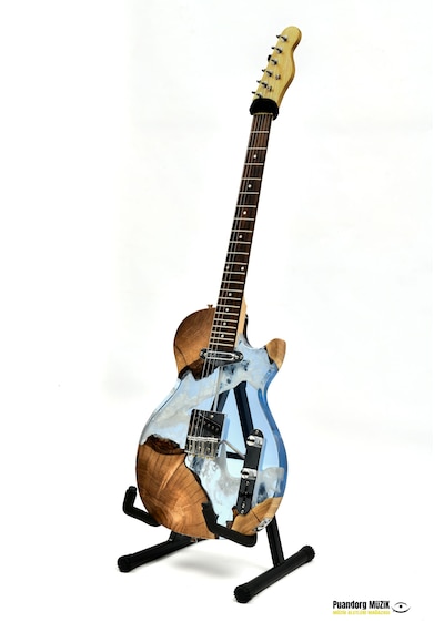 Elektro Gitar Custom Epoksi & Yıllanmış Ağaç Kişiye Özel Mavi
