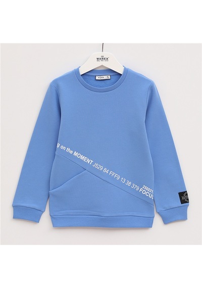 Wanex Erkek Çocuk Uzun Kol Kalın Sweatshirt - 15851 Mavi