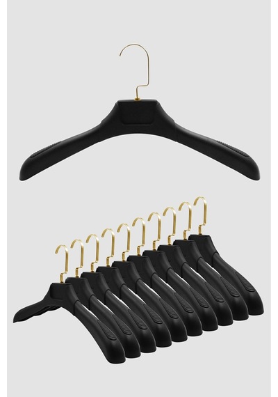 Ceket Elbise Askısı Plastik Gold Kanca Siyah Abs 44 Cm Kıyafet Elbise Askısı 10 Adet Diğer