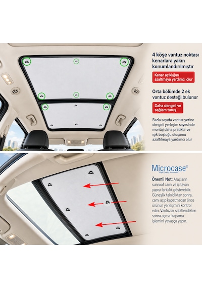 Microcase Volvo Xc90 2016-2023 İçin Sunroof Güneşlik Güneş Koruma Seti 2 Parça Al5645 Gri