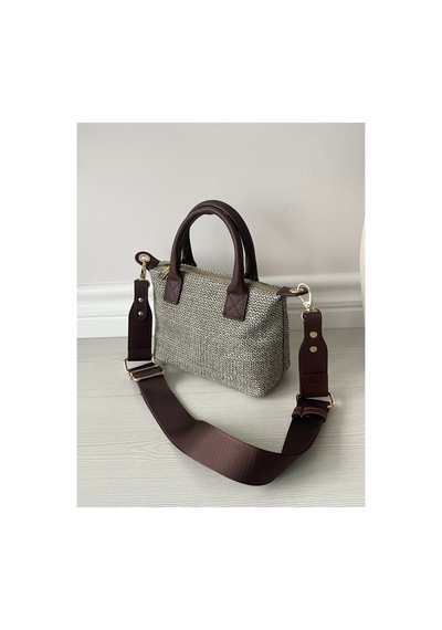Nura Collection Kahverengi-gri Hasır Kadın Mini Mektup Model El Ve Omuz Çantası Kahverengi - 851608308 Kahverengi