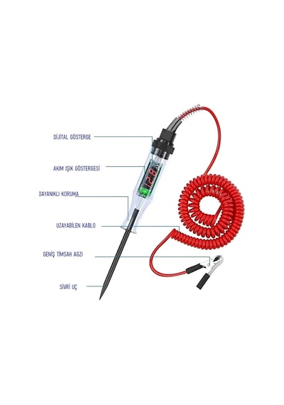 Dijital Göstergeli Oto Elektrik Kontrol Kalemi 12v / 24v Test Ve Amper Ölçer