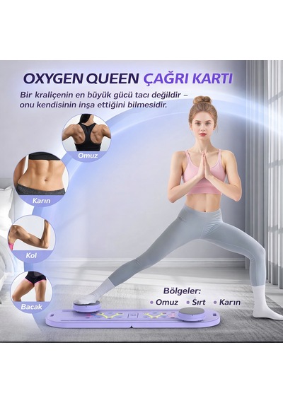 Zamanlayıcılı Akıllı Pilates Tahtası - Çok Fonksiyonlu Ev Tipi Full Body Fitness Ve Şınav Seti Mor
