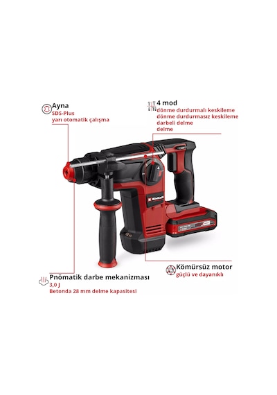 Einhell TP-HD 18/28 Li BL +4 (1x3,0 Ah+) Akülü Kırıcı Delici - 4514274