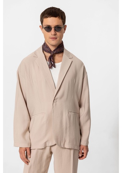 Antioch Oversize Astarsız Erkek Blazer Ceket Bej
