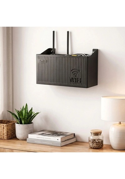 Duvar Tipi Wi-fi Modem Saklama Kutusu Siyah Kablo Düzenleyici Router Raf Organizer 5047 Belirtilmemiş