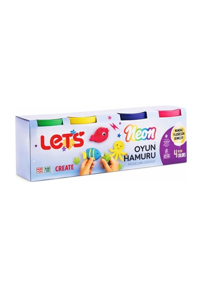 Lets 4 Renk Neon Oyun Hamuru 440 G Çok Renkli