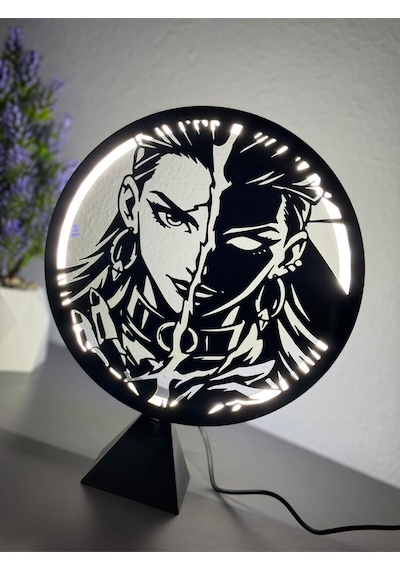 Valorant Reyna Halka Led Işıklı Masa Gece Lambası Gamer Oyun Odası Dekor Hediye Adaptör Dahil Siyah
