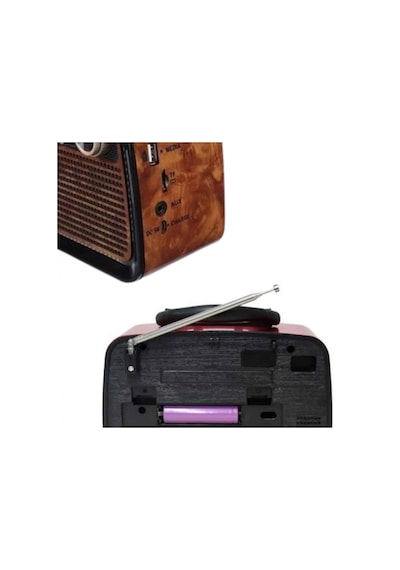 Vintage Ahşap Görünümlü Bluetooth Hoparlör Işıklı Nostaljik Fm Radyo