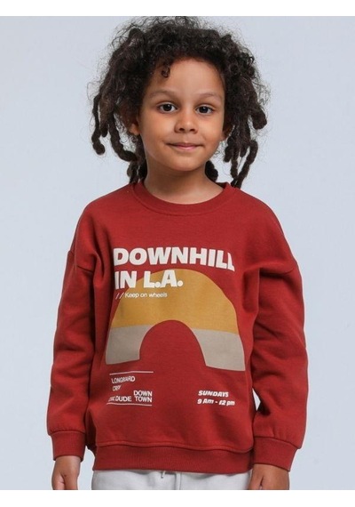 Jack Lions Erkek Bebek Downhill Yazılı Sweatshirt-14342 Kiremit