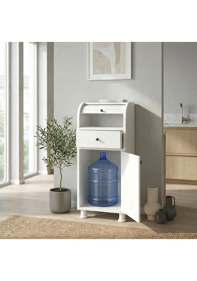 %100 Mdf Çekmeceli Ve Raflı Ekmeklik Dolabı - Kaydırmaz Kulplu Beyaz %100 Mdf Çekmeceli Ve Raflı Ekmeklik Dolabı - Kaydırmaz Kulplu Beyaz
