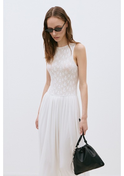 Suud Collection Ekru Lacy Dantelli Maxi Elbise