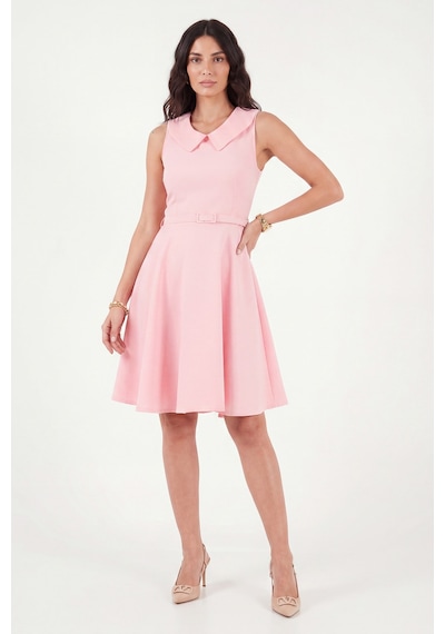 Lela A Kesim Regular Fit Yaka Ve Kemer Detaylı Mini Davet Ve Mezuniyet Elbise Bayan Elbise 6525740 Şeker Pembe Şeker Pembesi