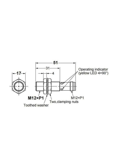 E2b-m12ks04-m1-b1 M12 Pnp/no Konnektörlü Omron İndüktif Sensör