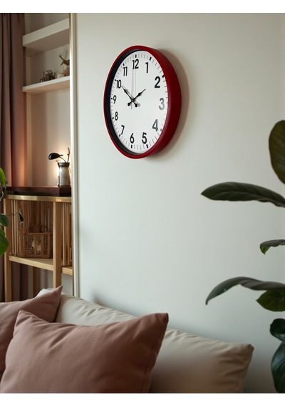 Büro Ev Ofis Hediyesi İçin 36cm Kırmızı Tarz Dekor Duvar Saati Diğer