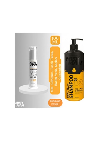 Saç Şekillendirici Ultra Mat P0mpalı Wax A2 - 100 Ml 3 Adet/ + 400 Ml Tuzsuz Şampuan Hediye