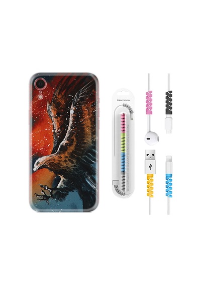 Apple Uyumlu iPhone XR Kılıf Kablo Koruyuculu Kartal Uçarken 1718