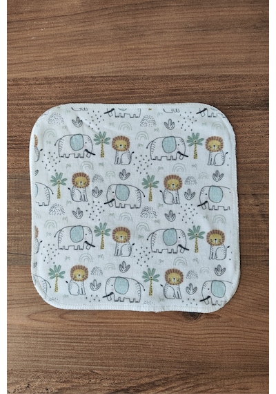 6'lı Penye Ağız Mendili %100 Pamuk Antialerjik 20x20 Cm Baskılı Bebek Mendil Seti Çok Renkli Çok Renkli