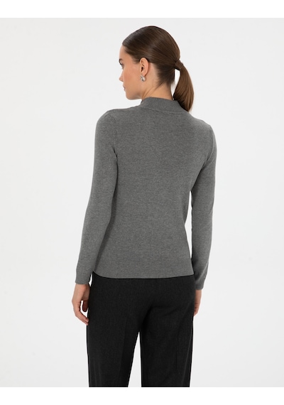 Pierre Cardin Kadın Gri Melanj Kazak /triko 50315768-vr086 Gri Melanj