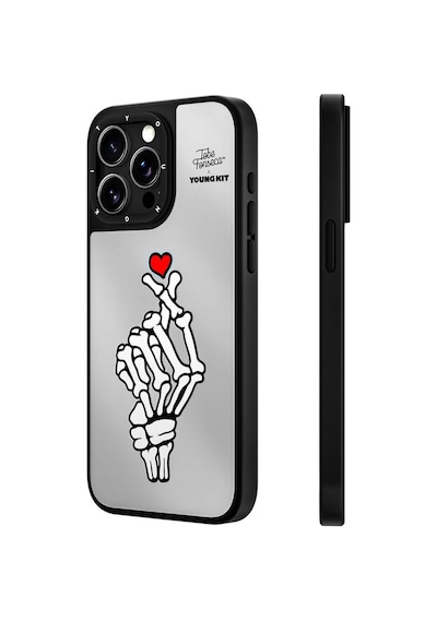 Apple Uyumlu iPhone 15 Pro Max Kılıf Tobias Fonseca Tasarımlı Youngkit Mirror Kapak Siyah-beyaz