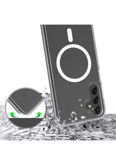 Samsung Uyumlu S25 Fe Kılıf M-safe Şarj Özellikli Şeffaf Sert Pc Kapak